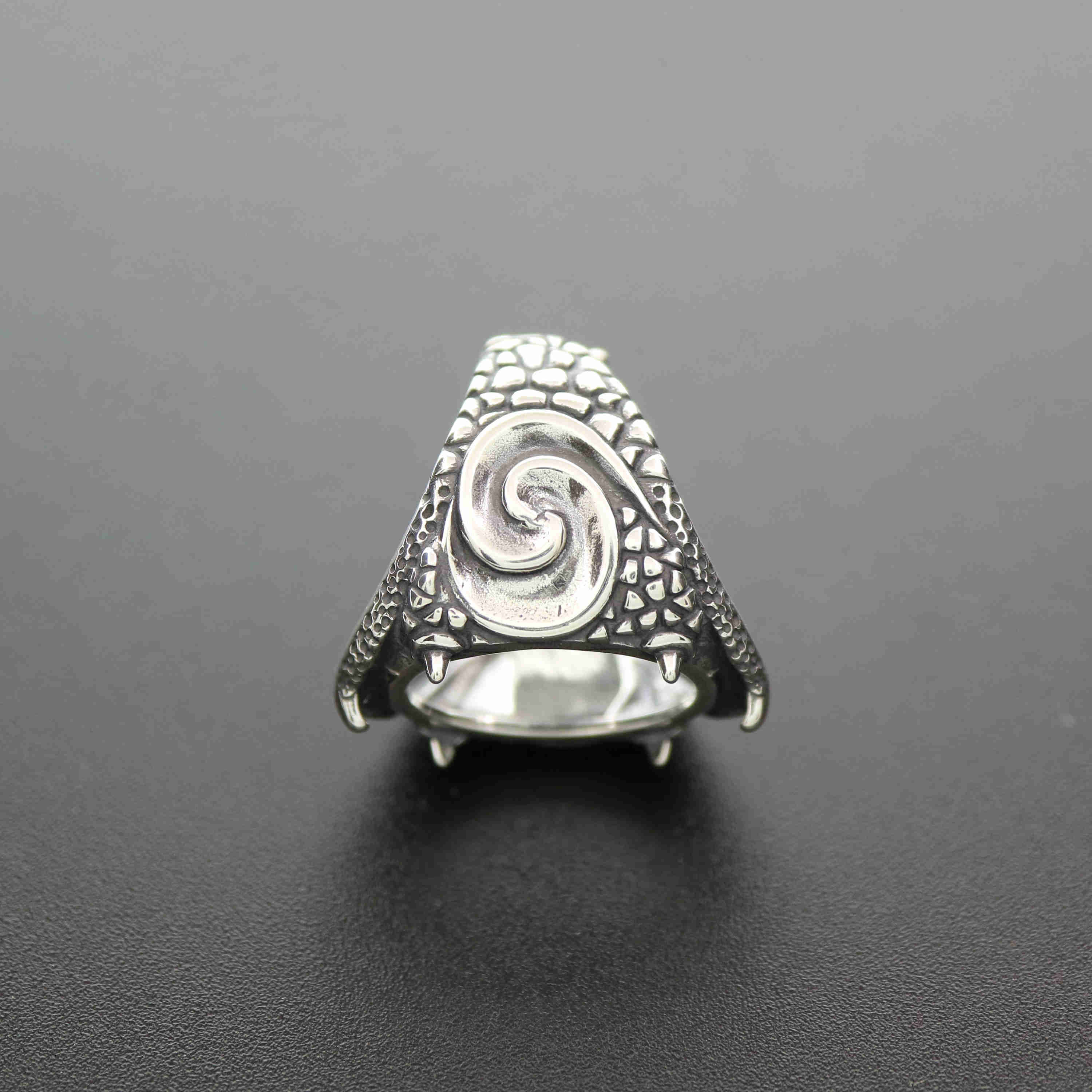1Pcs 15X20MM Oval Cabochon Bezel Steam Punk Dragon Claw Heavy Antiqued Solid 925 Sterling Silver Adjustable Ring Settings 1223091 - Click Image to Close